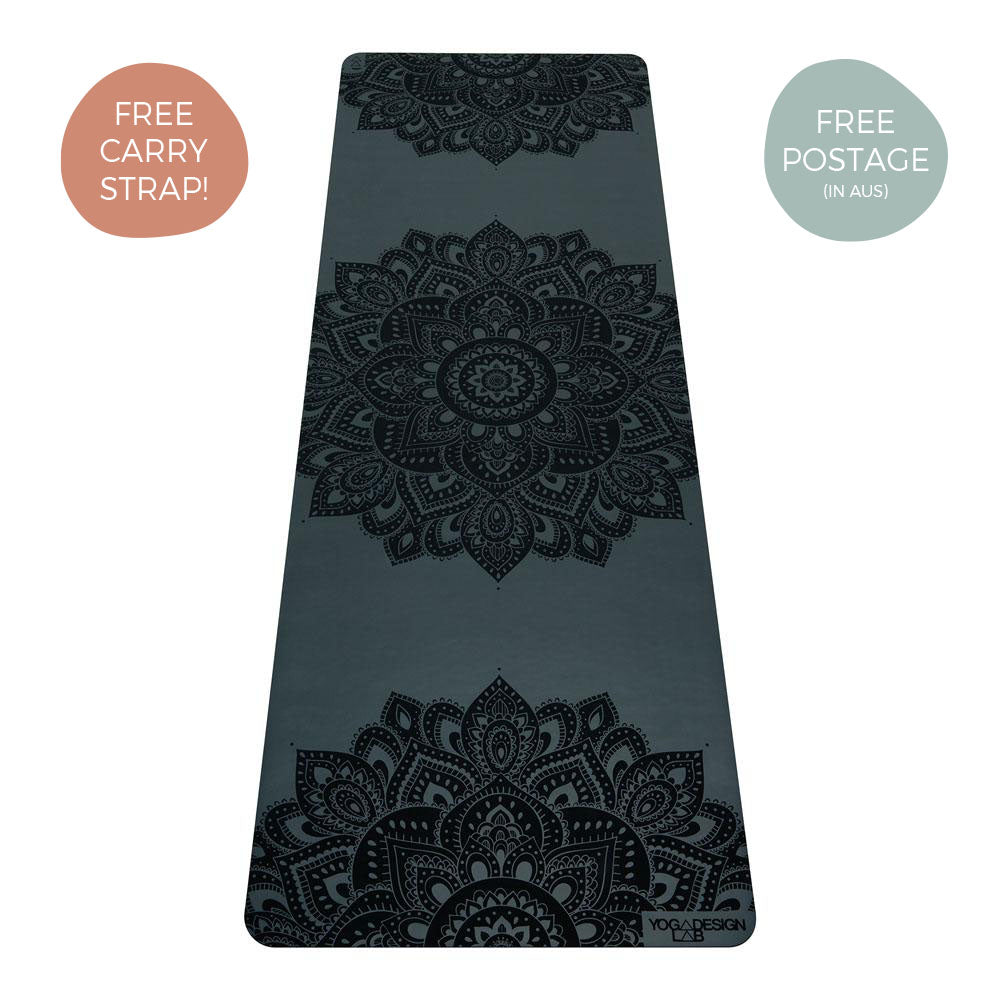 Infinity Yoga Mat 3mm - Mandala Charcoal - Free Carry Strap